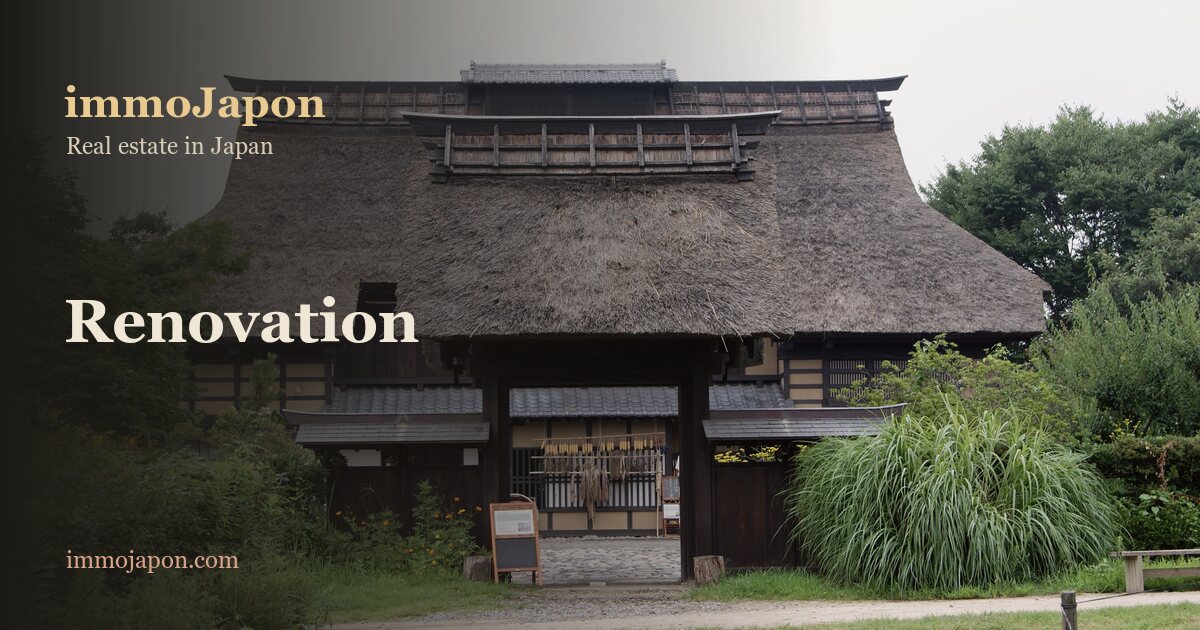 Thatched-roof Japanese minka in Gunma prefecture, traditional timber frame